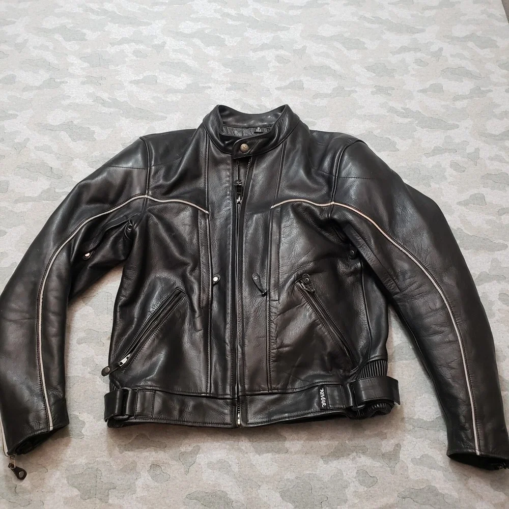 Xpert Performance Gear Jacket Mens Small Black Leather Full‎ Zip